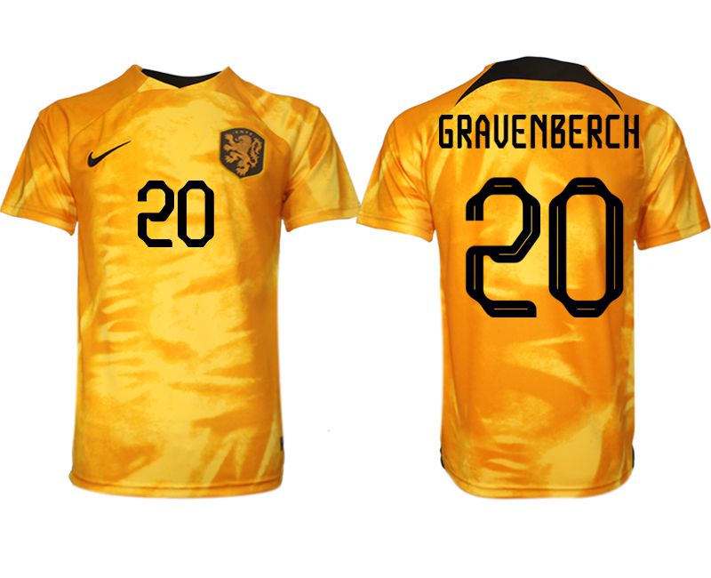 Men 2022 World Cup National Team Netherlands home aaa version yellow #20 Soccer Jersey->netherlands(holland) jersey->Soccer Country Jersey